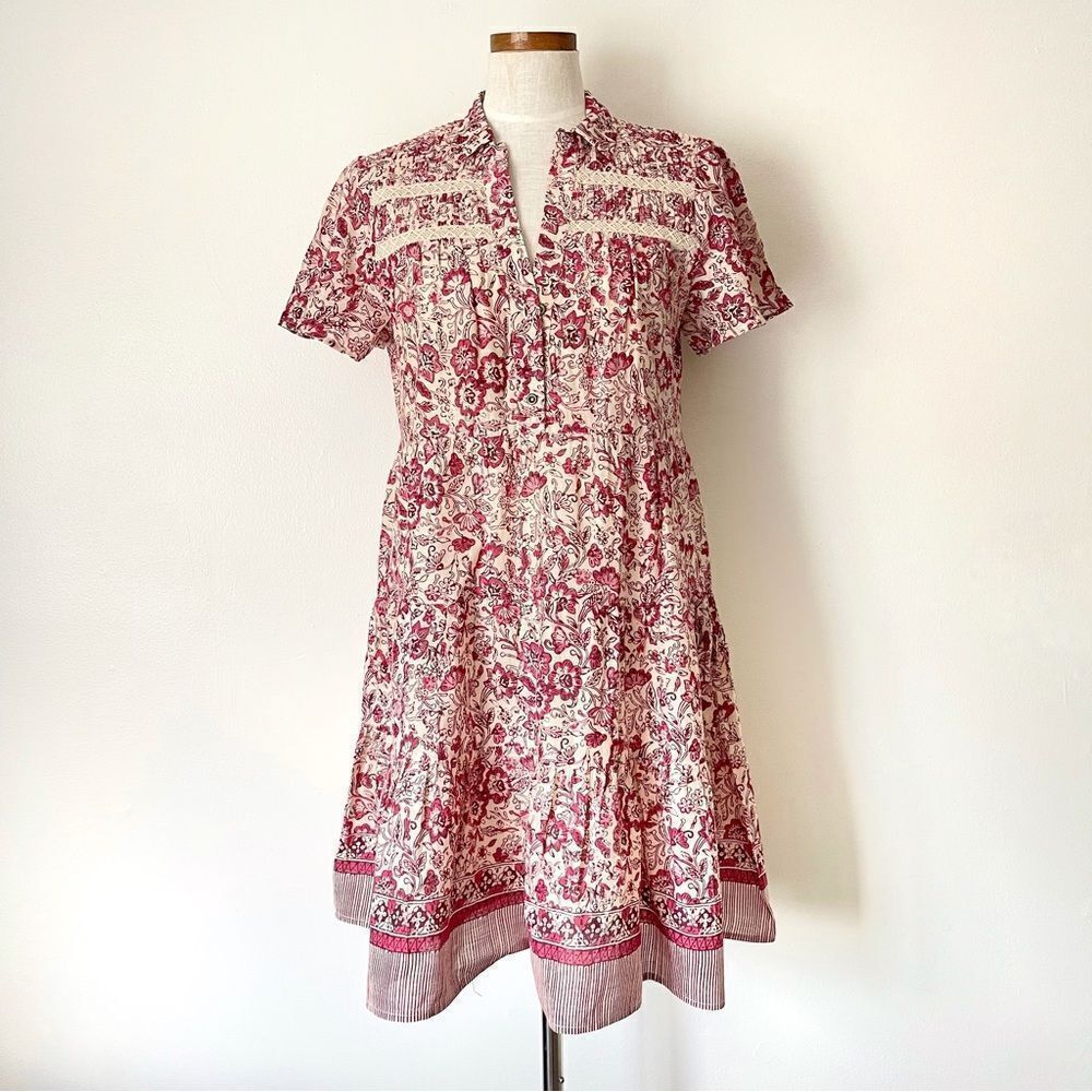 Anthropologie Floral Georgina Tiered Shirt dress NWT size Small - Picture 2 of 8